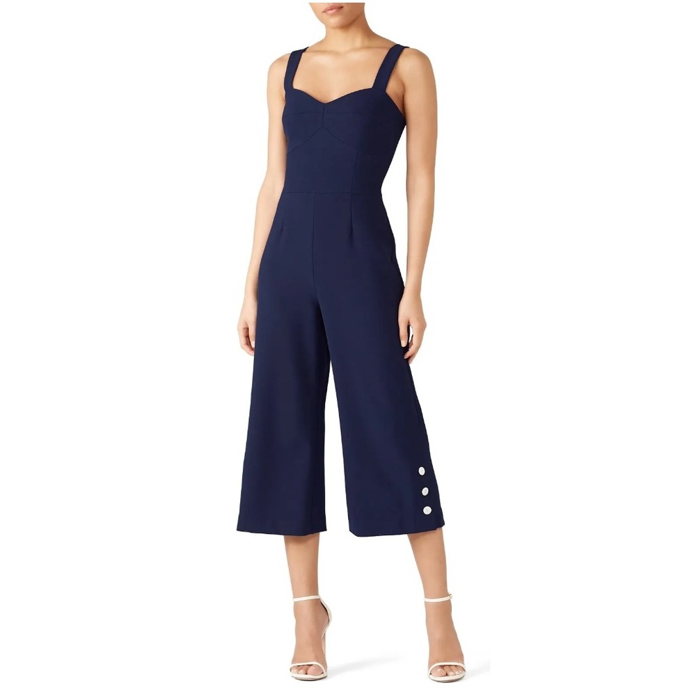 Artelier Nicole Miller Stretchy Tech Jumpsuit, Navy, Cropped Leg, Size 0